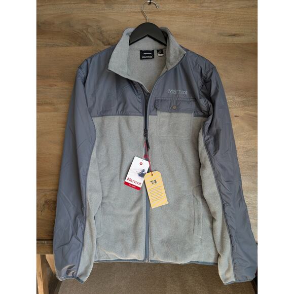 Marmot Tech Sweater Mens Large Gray Storm Heather Fleece Long Sleeve Zip Up NWT - Picture 1 of 5